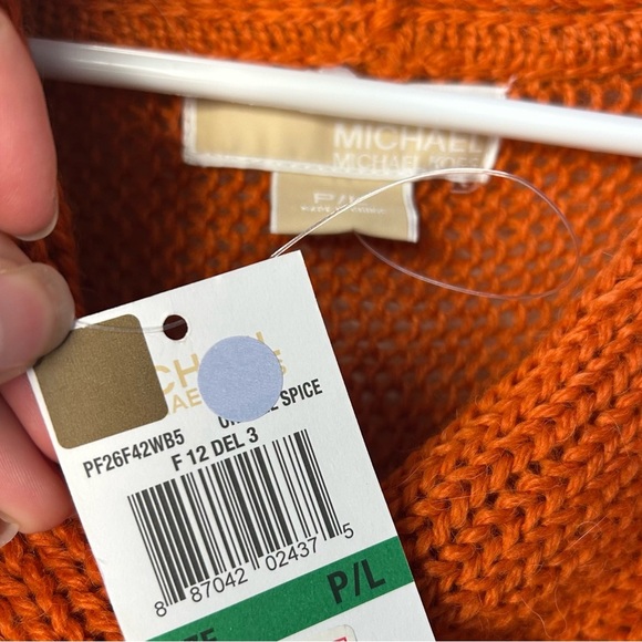 NEW Micheal Micheal Kors Alpaca blend orange cable knit cowl neck sweater large - Picture 4 of 8